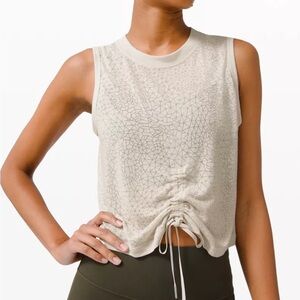 LULULEMON Feminine High Volume Burnout Workout Tank Shirt Top, Cream, Size 6